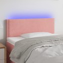 Zagłówek do łóżka z LED, różowy, 90x5x78/88 cm, aksamit