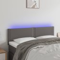 Zagłówek do łóżka z LED, szary, 144x5x78/88 cm, sztuczna skóra