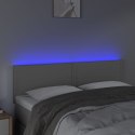 Zagłówek do łóżka z LED, szary, 144x5x78/88 cm, sztuczna skóra