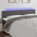Zagłówek do łóżka z LED, szary, 160x5x78/88 cm, sztuczna skóra