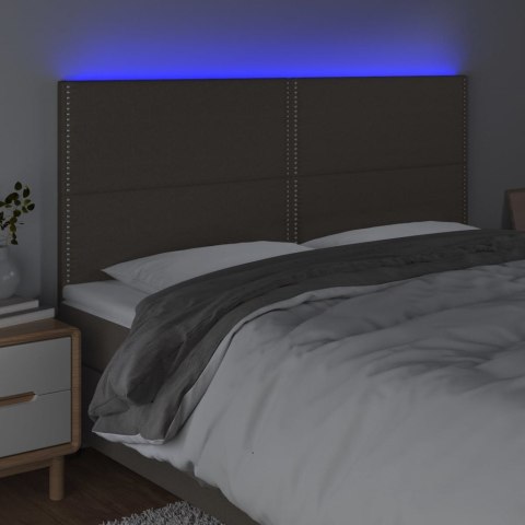 Zagłówek do łóżka z LED, taupe, 160x5x118/128 cm, tkanina