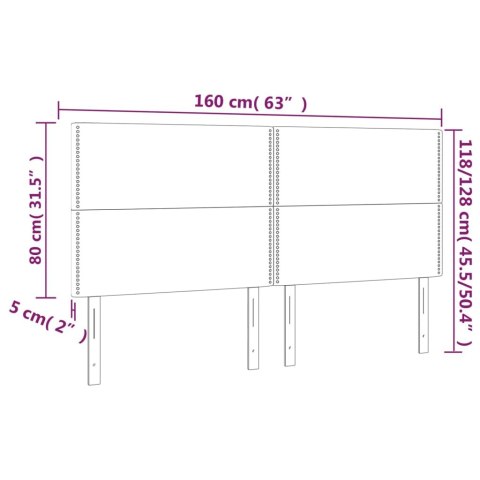 Zagłówek do łóżka z LED, taupe, 160x5x118/128 cm, tkanina