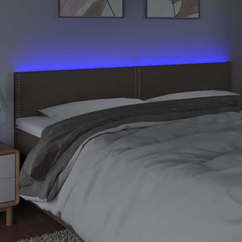 Zagłówek do łóżka z LED, taupe, 160x5x78/88 cm, tkanina