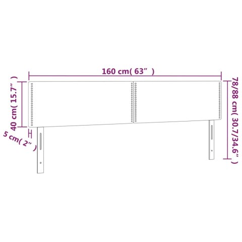 Zagłówek do łóżka z LED, taupe, 160x5x78/88 cm, tkanina