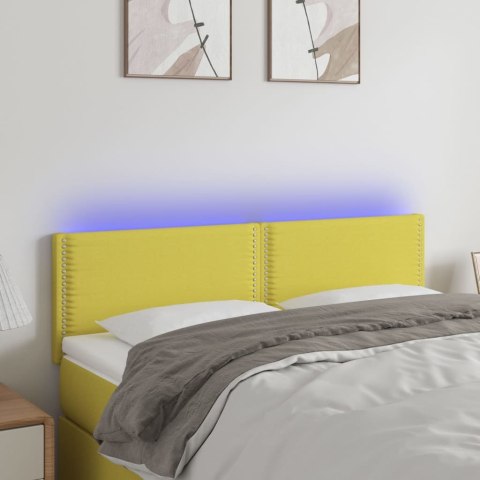 Zagłówek do łóżka z LED, zielony, 144x5x78/88 cm, tkanina