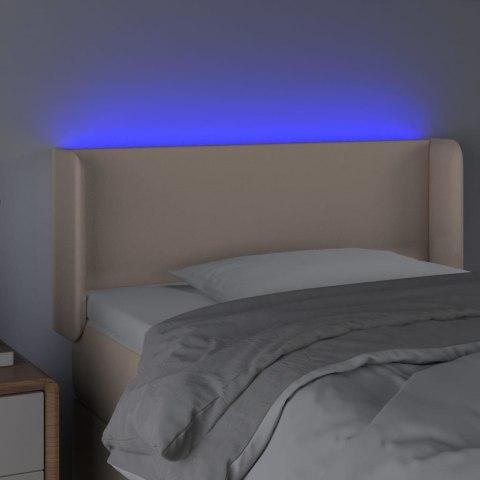 Zagłówek do łóżka z LED, cappuccino, 93x16x78/88 cm, ekoskóra
