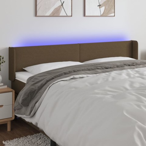 Zagłówek do łóżka z LED, ciemnobrązowy, 163x16x78/88cm, tkanina