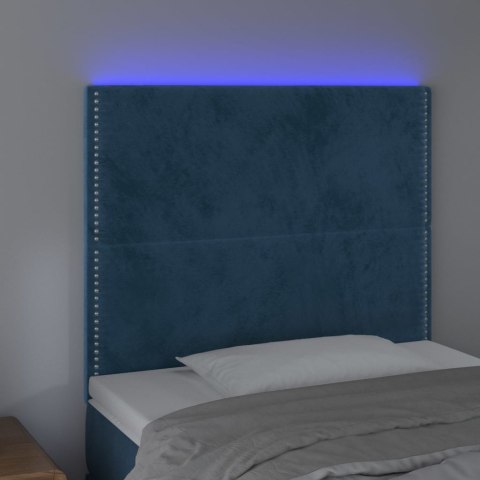 Zagłówek do łóżka z LED ciemnoniebieski, 90x5x118/128 cm