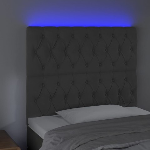 Zagłówek do łóżka z LED, ciemnoszary, 100x7x118/128 cm, aksamit
