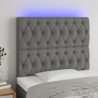 Zagłówek do łóżka z LED, ciemnoszary, 100x7x118/128 cm, tkanina