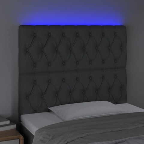 Zagłówek do łóżka z LED, ciemnoszary, 100x7x118/128 cm, tkanina