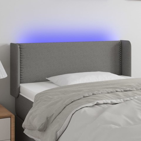 Zagłówek do łóżka z LED, ciemnoszary, 103x16x78/88 cm, tkanina