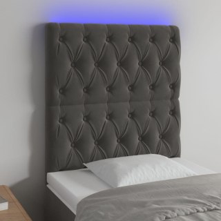 Zagłówek do łóżka z LED, ciemnoszary, 80x7x118/128 cm, aksamit