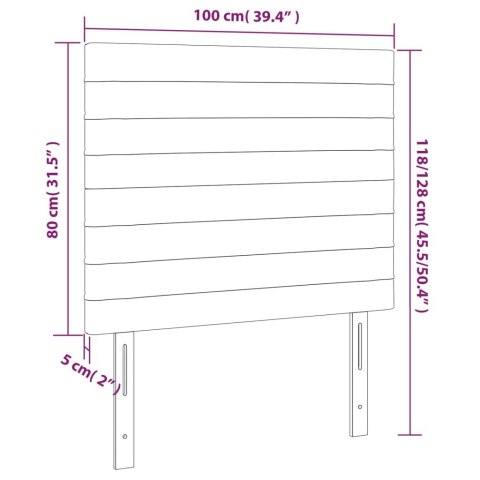 Zagłówek do łóżka z LED, ciemnozielony, 100x5x118/128 cm