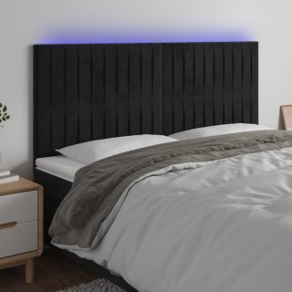 Zagłówek do łóżka z LED, czarny, 200x5x118/128 cm, aksamit