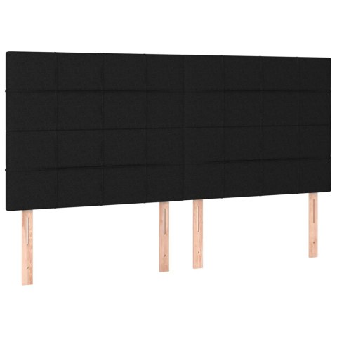 Zagłówek do łóżka z LED, czarny, 200x5x118/128 cm, tkanina