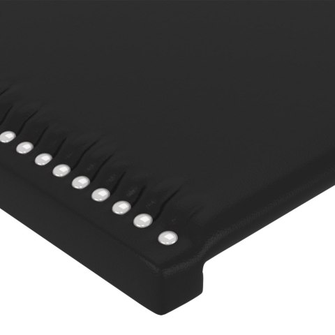 Zagłówek do łóżka z LED, czarny, 203x16x78/88cm, sztuczna skóra