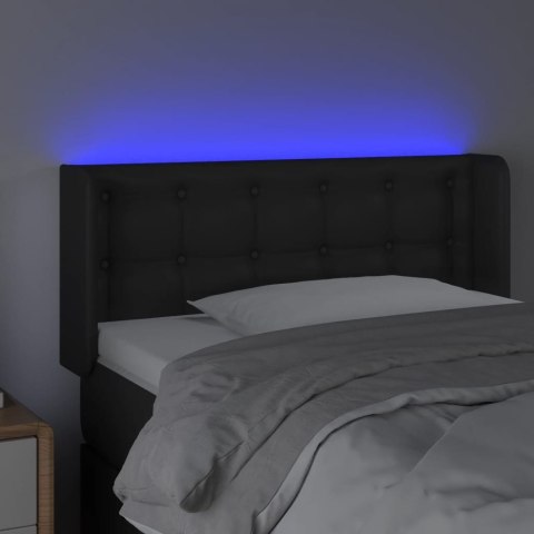 Zagłówek do łóżka z LED, czarny, 83x16x78/88 cm, sztuczna skóra