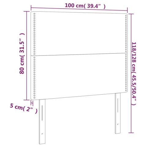 Zagłówek do łóżka z LED, jasnoszary, 100x5x118/128 cm, aksamit