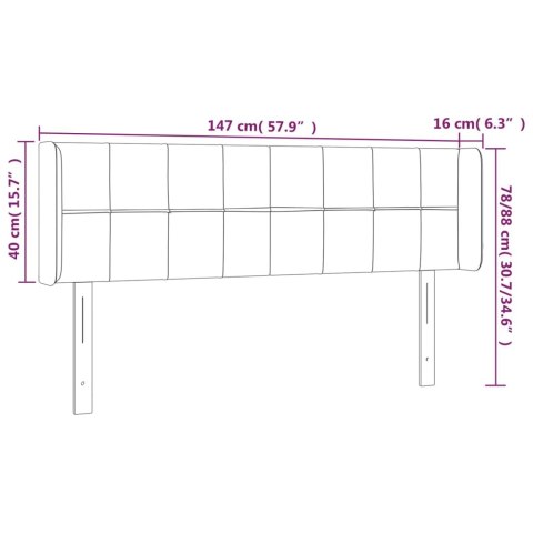 Zagłówek do łóżka z LED, jasnoszary, 147x16x78/88 cm, aksamit