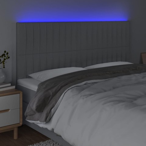Zagłówek do łóżka z LED, jasnoszary, 160x5x118/128 cm, tkanina