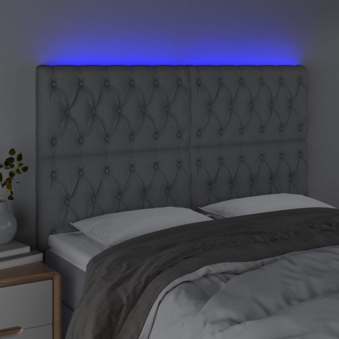 Zagłówek do łóżka z LED, jasnoszary, 160x7x118/128 cm, tkanina