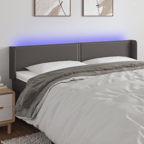 Zagłówek do łóżka z LED, szary, 163x16x78/88 cm, sztuczna skóra