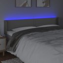 Zagłówek do łóżka z LED, szary, 163x16x78/88 cm, sztuczna skóra