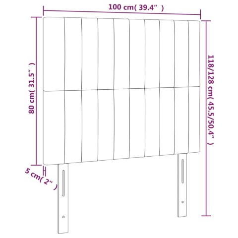 Zagłówek do łóżka z LED, taupe, 100x5x118/128 cm, tkanina