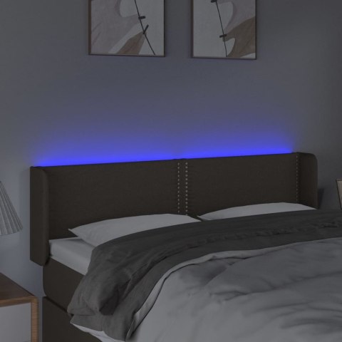 Zagłówek do łóżka z LED, taupe, 147x16x78/88 cm, tkanina