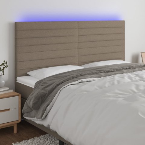 Zagłówek do łóżka z LED, taupe, 200x5x118/128 cm, tkanina