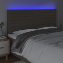Zagłówek do łóżka z LED, taupe, 200x5x118/128 cm, tkanina