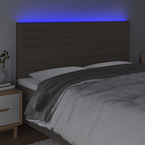 Zagłówek do łóżka z LED, taupe, 200x5x118/128 cm, tkanina