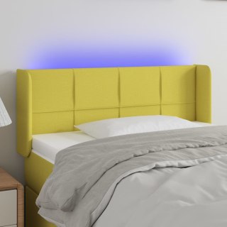 Zagłówek do łóżka z LED, zielony, 103x16x78/88 cm, tkanina