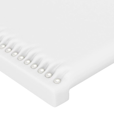 Zagłówek do łóżka z LED, biały, 203x16x118/128cm sztuczna skóra