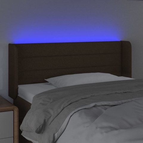 Zagłówek do łóżka z LED, ciemnobrązowy, 103x16x78/88cm, tkanina