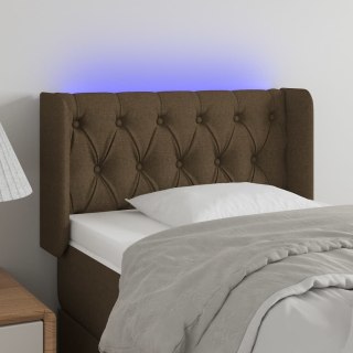 Zagłówek do łóżka z LED, ciemnobrązowy, 83x16x78/88 cm, tkanina