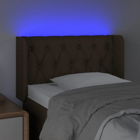 Zagłówek do łóżka z LED, ciemnobrązowy, 83x16x78/88 cm, tkanina