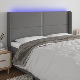Zagłówek do łóżka z LED, ciemnoszary, 183x16x118/128cm, tkanina