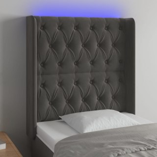Zagłówek do łóżka z LED, ciemnoszary, 83x16x118/128 cm, aksamit