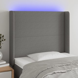 Zagłówek do łóżka z LED, ciemnoszary, 83x16x118/128 cm, tkanina
