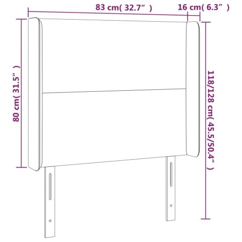 Zagłówek do łóżka z LED, ciemnoszary, 83x16x118/128 cm, tkanina