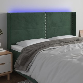 Zagłówek do łóżka z LED, ciemnozielony 203x16x118/128cm aksamit