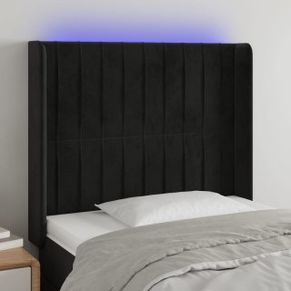 Zagłówek do łóżka z LED, czarny, 103x16x118/128 cm, aksamit