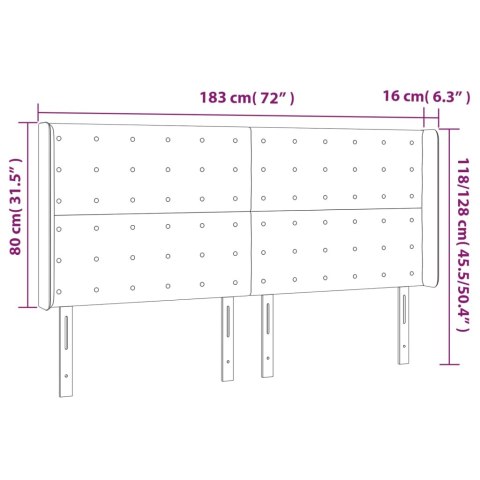 Zagłówek do łóżka z LED, czarny 183x16x118/128cm sztuczna skóra