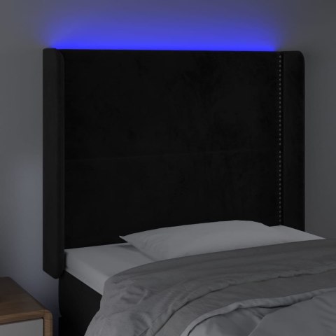 Zagłówek do łóżka z LED, czarny, 83x16x118/128 cm, aksamit