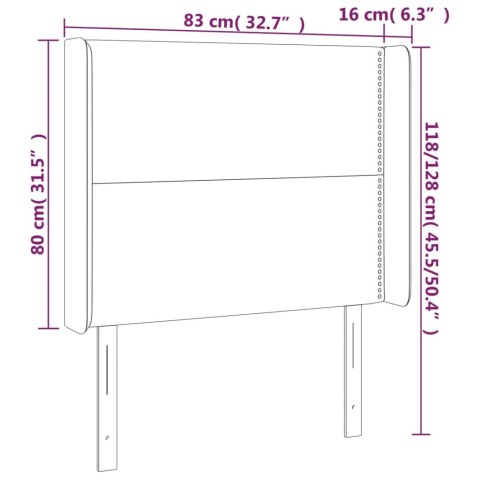 Zagłówek do łóżka z LED, czarny 83x16x118/128 cm sztuczna skóra