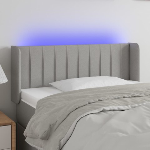 Zagłówek do łóżka z LED, jasnoszary, 103x16x78/88 cm, tkanina