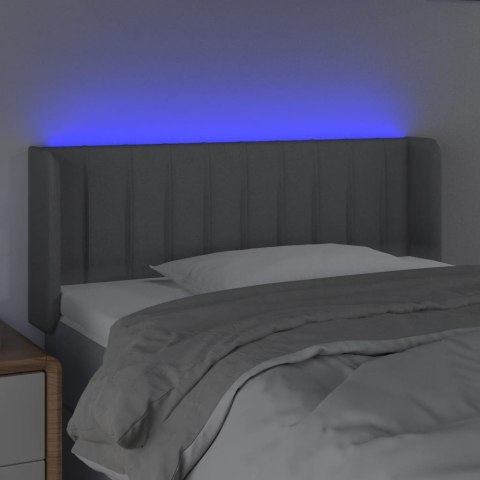 Zagłówek do łóżka z LED, jasnoszary, 103x16x78/88 cm, tkanina