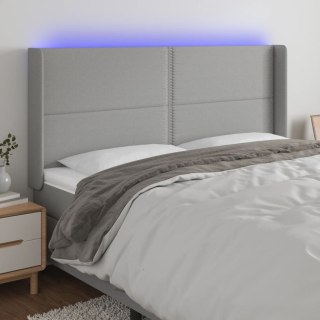Zagłówek do łóżka z LED, jasnoszary, 163x16x118/128 cm, tkanina